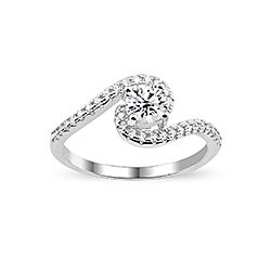 Wholesale Silver Two Tone Prong Clear CZ Ring 103