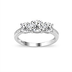 Wholesale Silver Triple Stone Prong Setting CZ Ring 