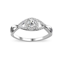 Wholesale Silver Prong Swirl Clear CZ Ring  