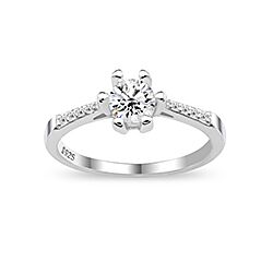 Wholesale Silver Prong Setting Clear CZ Ring 145