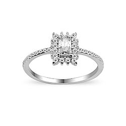 Wholesale Silver Emerald Cut Clear CZ Ring 101