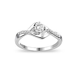 Wholesale Silver Prong Setting Clear CZ Ring 124