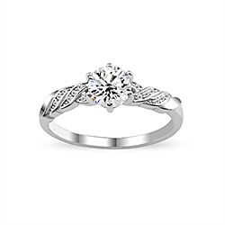 Wholesale Silver Prong Setting Clear CZ Ring 106