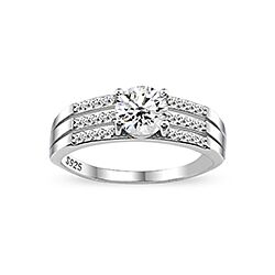 Wholesale Silver Prong Setting Clear CZ Ring 152