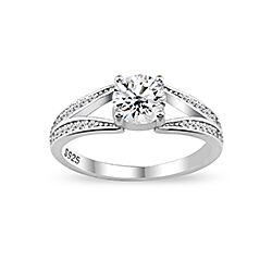 Wholesale Silver Prong Setting Clear CZ Ring 135