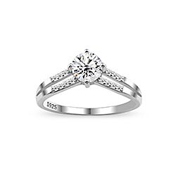 Wholesale Silver Prong Setting Clear CZ Ring 107