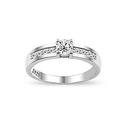 Wholesale 925 Silver Small Round Clear CZ Ring 