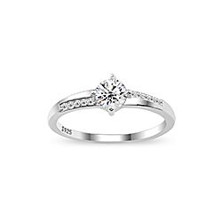 Wholesale Silver Prong Setting Clear CZ Ring 109