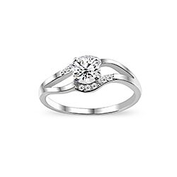 Wholesale Silver Prong Setting Two Layer CZ Ring