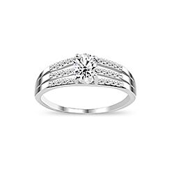 Wholesale Silver Prong Setting Clear CZ Ring 132