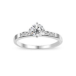 Wholesale Silver Prong Setting Clear CZ Ring 111