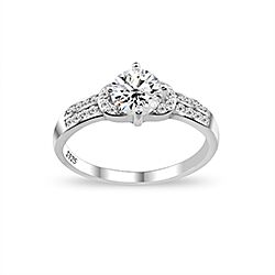 Wholesale Silver Prong Setting Clear CZ Ring 114