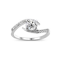 Wholesale Silver Two Tone Prong Clear CZ Ring 102