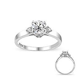 Wholesale 925 Silver Prong Setting CZ Ring