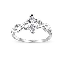 Wholesale Silver Marquise Diamond Clear CZ Ring 