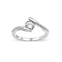 Wholesale Silver Round Two Tone Clear CZ Ring 