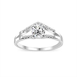 Wholesale Silver Prong Setting Clear CZ Ring 131