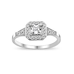 Wholesale Silver Square Prong Setting CZ Ring