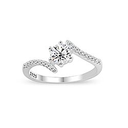 Wholesale Silver Prong Setting Clear CZ Ring 116