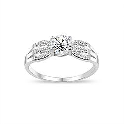 Wholesale Silver Prong Setting Clear CZ Ring 128