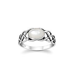 Wholesale 925 Sterling Silver Mother of Pearls Oxidized Semi Precious Ring 