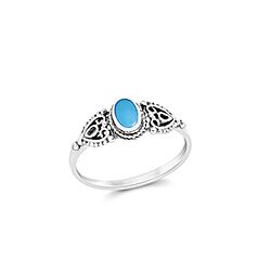 Wholesale 925 Sterling Silver Natural  Blue Oxidized Semi precious Ring

