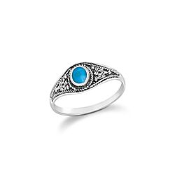 Natural Stone Turquoise Blue, Oxidized Silver Ring, 925 Sterling Silver, Slit Design, Wholesale Jewelry, Trending Style.