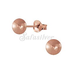 Rose Gold plated 925 sterling silver 3D round shape stud earrings