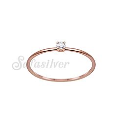 925 Silver Rose Gold Plated Round Cubic Zirconia Ring