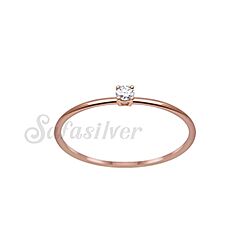 925 Silver Rose Gold Plated Round Cubic Zirconia Ring