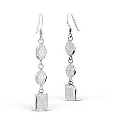 Wholesale 925 Sterling Silver Geometric Design Cubic Zirconia Earrings