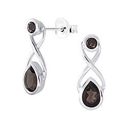 Wholesale 925 Silver Infinity Teardrop Smoky Topaz Crystal Stud Earrings