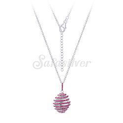 Wholesale 925 Silver Ruby Spiral Cubic Zirconia Rhodium Plated Necklace