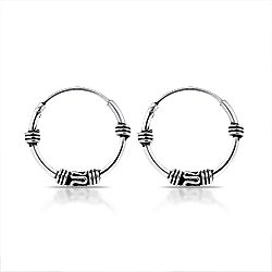 Wholesale 925 Sterling Silver Rope and Swirl Bali Hoop Earrings