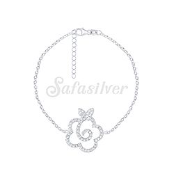 Wholesale 925 Sterling Silver Flower Shape Cubic Zirconia Bracelet