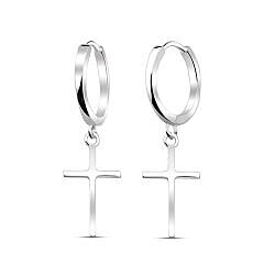Wholesale 925 Sterling Silver Cross Charm Hoop Earrings