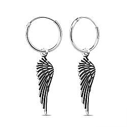 Wholesale 925 Sterling Silver Angel Wing Charm Hoop Earrings