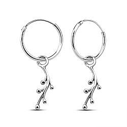 Wholesale 925 Sterling Silver Twig With Branches Charm Hoop Earrings