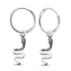 Wholesale 925 Sterling Silver Snake Charm Hoop Earrings 