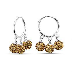 Wholesale 925 Sterling Silver Crystal With Dangling Charm Hoop Earrings 