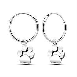 Wholesale 925 Sterling Silver Paw Charm Hoop Earrings

