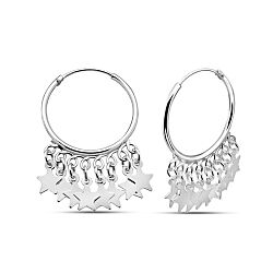 Small Hoops With Star Charms Earring 925