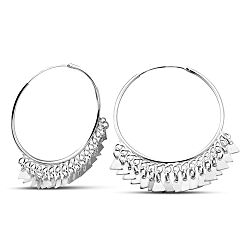  Silver Hoops With Triangle Charms Earring 