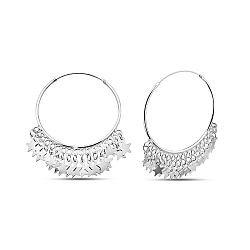 Hoops with Plain Star Charm Earring 925 Silver