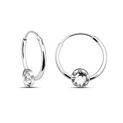 Wholesale 925 Sterling Silver Crystal Drop Charm Hoop Earrings