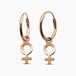 Wholesale 925 Sterling Silver Pink Gold Plated Charm Hoop Earrings