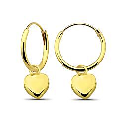 Wholesale 925 Sterling Silver 4D Heart Charm Hoop Earrings