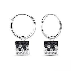 Wholesale 925 Sterling Silver Square Charm Hoop Earrings
