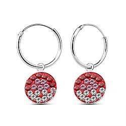 925 Silver Round Charm Hoop Earrings