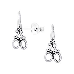 Wholesale Silver 925 Cute Scissor Oxidized Stud Earrings